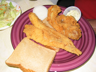 Catfish filet sandwich at A.J.'s.