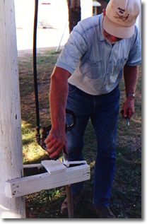 Delbert Mueller turns on the water