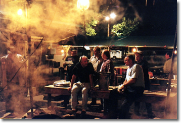 Men sitting on tables