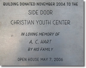 Plaque on Youth Center Building